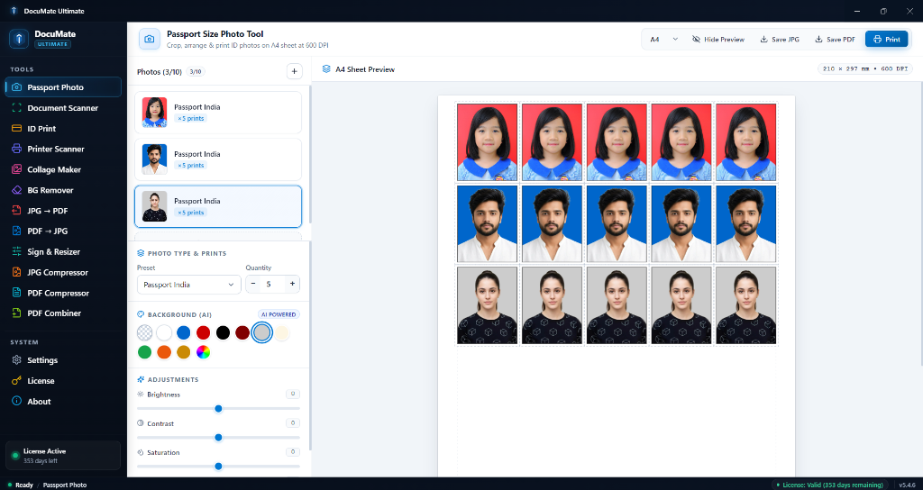 DocuMate Ultimate - 1-Click Passport Photo Studio Software